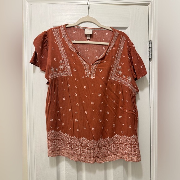 Knox Rose Tops - Bohemian blouse terra cotta color